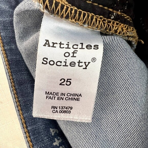 Articles of Society Carly Skinny‎ Crop Med Wash Jean Women's Size 25 - Picture 8 of 11